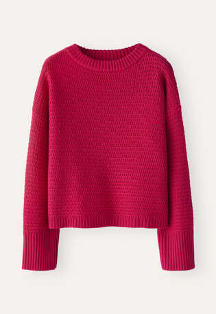 Tuck-stitch sweater, Pink red, webstill