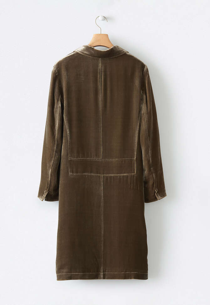 Silk velvet coat, Olive, completeTheLook