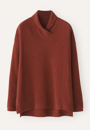 Shawl collar tunic, Burnt red, webstill