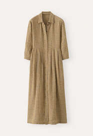 Gingham checked dress, Ochre brown, webstill