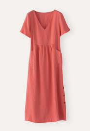 Short-sleeve v-neck dress, Coral red, webstill