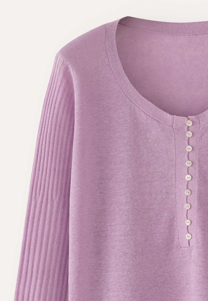 Ribbed-sleeve sweater, Orchid pink, completeTheLook