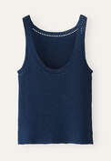 Crochet-trim knitted vest, Petrol ink, webstill