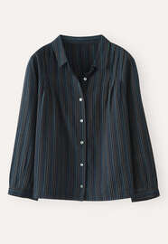 Striped pleated shirt, Dark petrol, webstill