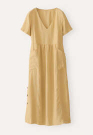 Short-sleeve v-neck dress, Soft gold, webstill