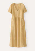 Short-sleeve v-neck dress, Soft gold, webstill