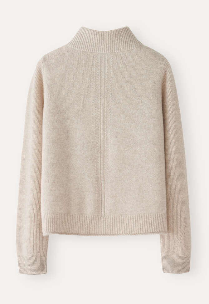 Buttoned-neck sweater, Ecru fawn, completeTheLook