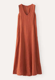 V-neck linen dress, Chilli orange, webstill