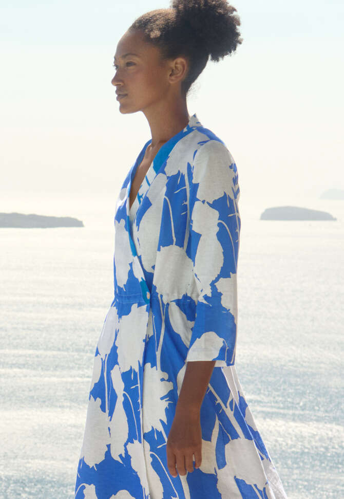 Printed wrap-dress, Marine white, completeTheLook