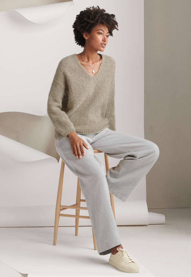 Wide-leg trousers, Grey ecru, completeTheLook