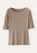 Ribbed jersey top, Taupe, webstill