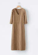Panelled dress, Dark Ochre, webstill