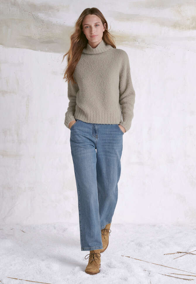 Funnel-neck sweater, Fawn, completeTheLook