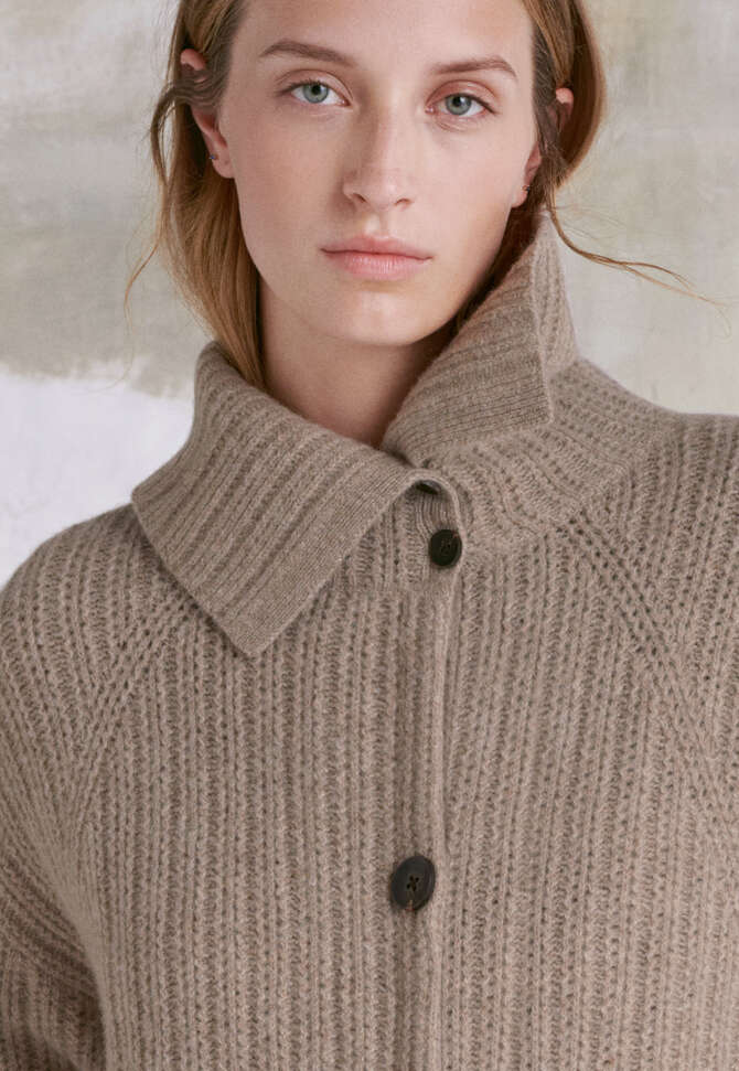 Knitted coatigan, Mushroom, completeTheLook