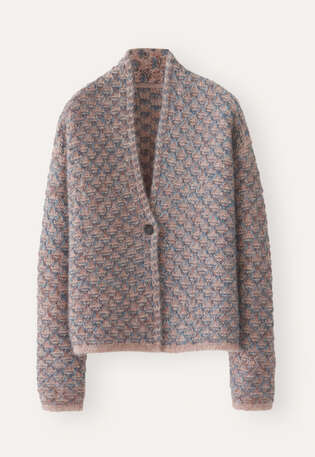 Slip-stitch cardigan, Rose teal, webstill