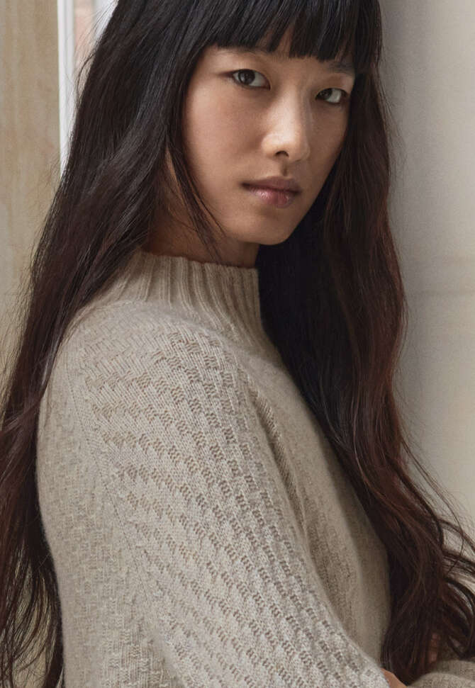 Funnel-neck sweater, Pebble, completeTheLook