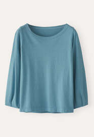 Pleated-cuff jersey top, Teal, webstill