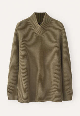Long ribbed sweater, Moss green, webstill