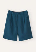 Pleat-front shorts, Petrol ink, webstill