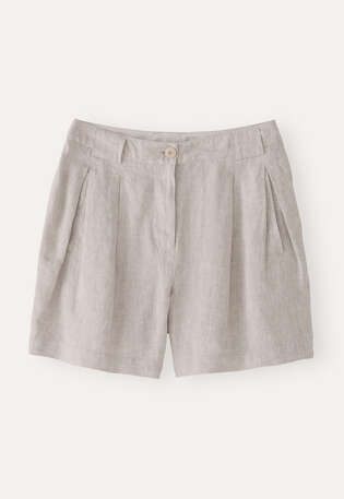 Pleat-front shorts, Mink, webstill