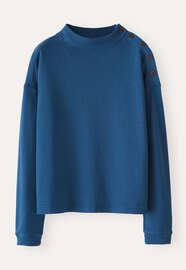 Button-shoulder top, Teal indigo, webstill