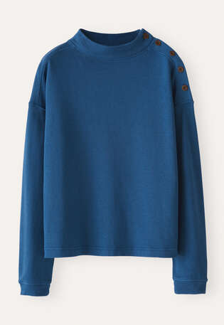 Button-shoulder top, Teal indigo, webstill