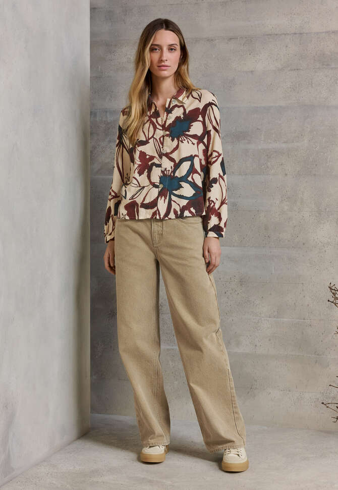 Printed blouse, Cream damson, completeTheLook
