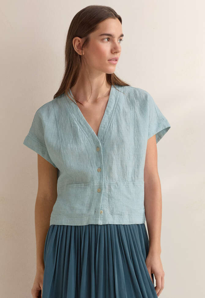 V-neck short-sleeve top, Pale mint, completeTheLook