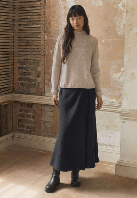 Wrap bias skirt, Grey black, completeTheLook