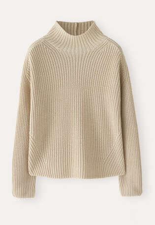 Funnel-neck sweater, Sand stone, webstill