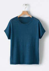 Short-sleeve knit, Blue teal, webstill