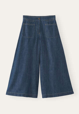 Indigo-dyed culottes, Dark denim, webstill
