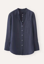 Long bib-detail shirt, Blue brown, webstill
