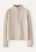 Buttoned-neck sweater, Ecru fawn, webstill