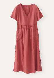 Short-sleeve v-neck dress, Dark coral, webstill