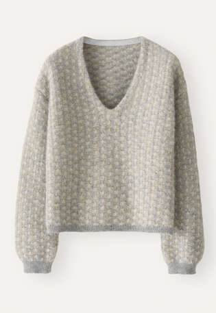 V-neck stitch sweater, Frost fawn, webstill