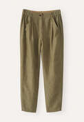 Cropped tapered trousers, Dark olive, webstill
