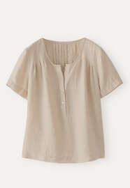 Pleated short-sleeve top, Grey stone, webstill