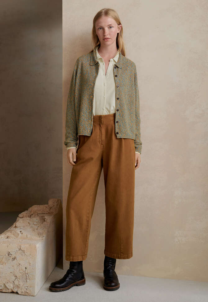 Pleat-front cropped trousers, Toffee, completeTheLook