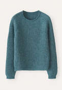 Round-neck ribbed sweater, Teal, webstill