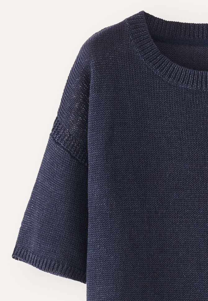 Short-sleeve sweater, Blue black, completeTheLook