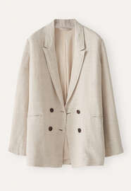 Double-breasted jacket, Ecru/grey, webstill