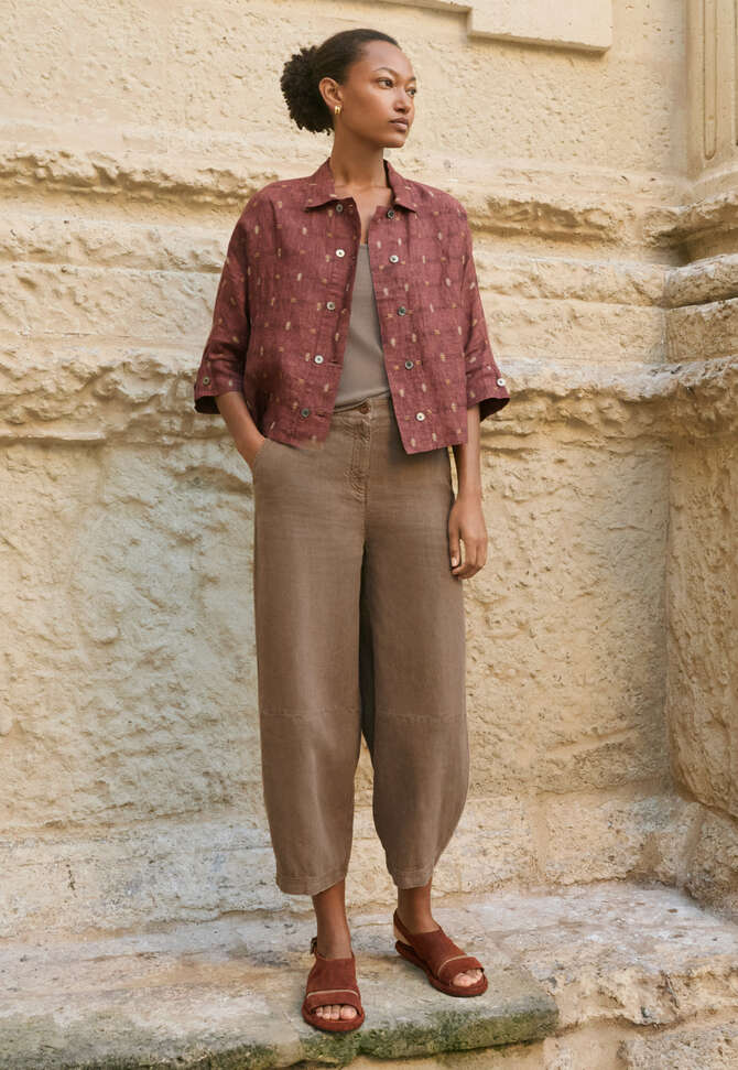 Clipped dobby blouse, Dark terracotta, completeTheLook