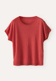 Short-sleeve knit, Coral red, webstill