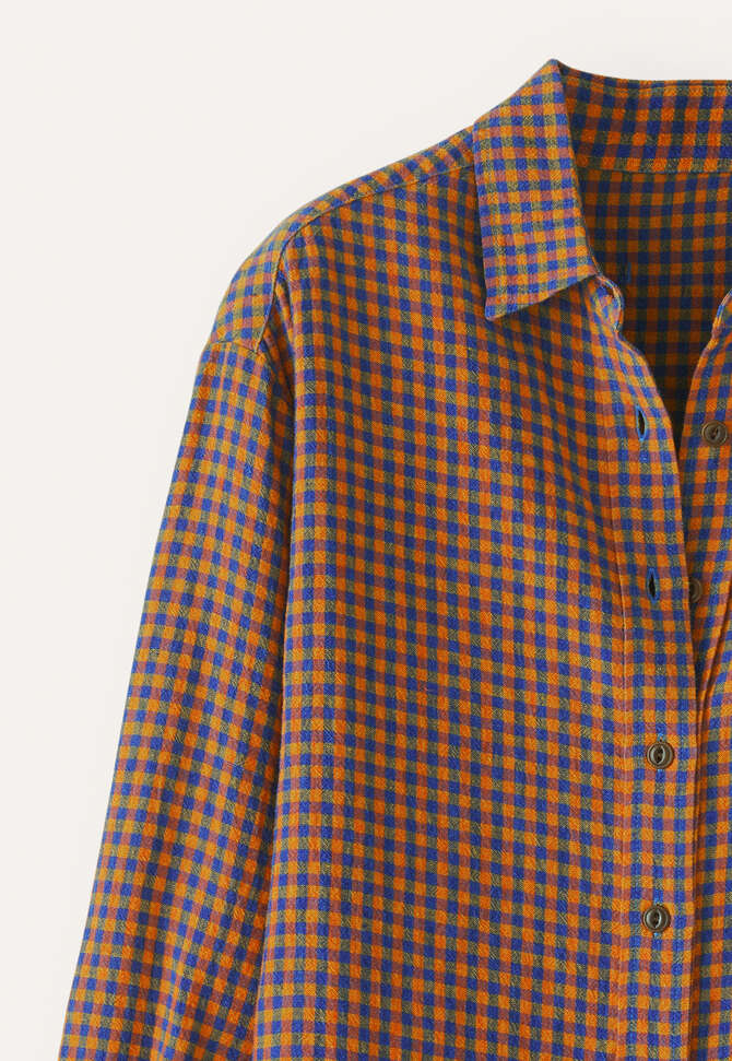 Gingham checked shirt, Petrol orange, completeTheLook