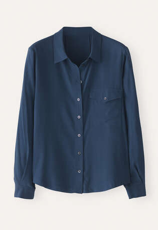 Patch pocket blouse, Dark petrol, webstill