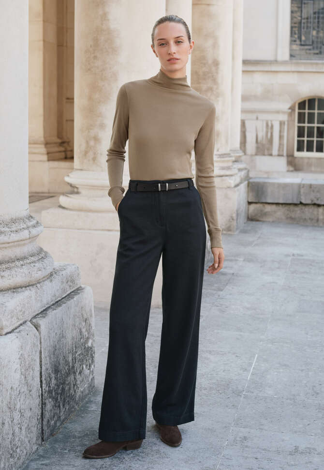 High-neck jersey top, Dark taupe, completeTheLook