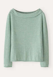 Turn-over boat-neck sweater, Mint aqua, webstill