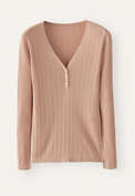 Ribbed v-neck sweater, Pale blush, webstill