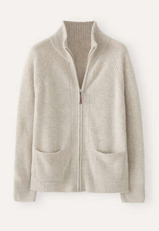 Zip-front cardigan, Pebble, webstill